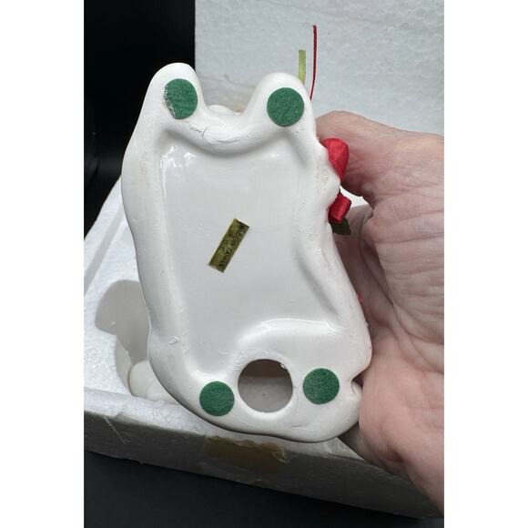 DELUXE DEER FAMILY W/CHRISTMAS BOWS TWO PIECE EARTHENWARE CENTER PIECE - Picture 4 of 10